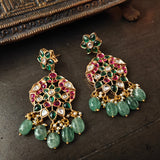 STATEMENT POLKI KUNDAN AND STONE EARRINGS
