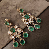 EXQUISITE POLKI KUNDAN DOUBLET STONE VICTORIAN CHOKER WITH EARRINGS