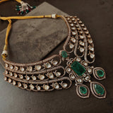 EXQUISITE POLKI KUNDAN DOUBLET STONE VICTORIAN CHOKER WITH EARRINGS