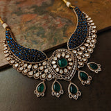 EXQUISITE POLKI KUNDAN DOUBLET STONE CHOKER WITH EARRINGS