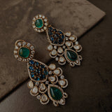 EXQUISITE POLKI KUNDAN DOUBLET STONE CHOKER WITH EARRINGS