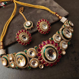 DESIGNER POLKI KUNDAN CHOKER WITH EARRINGS AND MAANGTIKKA