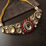 DESIGNER POLKI KUNDAN CHOKER WITH EARRINGS AND MAANGTIKKA