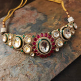DESIGNER POLKI KUNDAN CHOKER WITH EARRINGS AND MAANGTIKKA