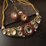 DESIGNER POLKI KUNDAN CHOKER WITH EARRINGS AND MAANGTIKKA