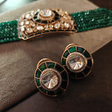EXQUISITE MOISSANITE KUNDAN CHOKER WITH EARRINGS