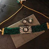 EXQUISITE MOISSANITE KUNDAN CHOKER WITH EARRINGS