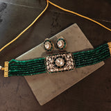 EXQUISITE MOISSANITE KUNDAN CHOKER WITH EARRINGS