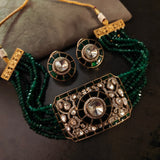 EXQUISITE MOISSANITE KUNDAN CHOKER WITH EARRINGS