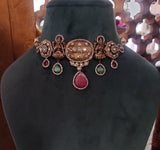 DESIGNER POLKI KUNDAN CHOKER WITH EARRINGS