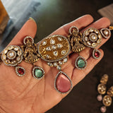 DESIGNER POLKI KUNDAN CHOKER WITH EARRINGS