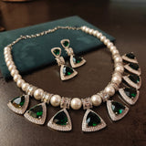 FINEST QUALITY CZ STONE CHOKER WITH EARRINGS