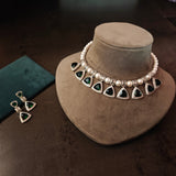 FINEST QUALITY CZ STONE CHOKER WITH EARRINGS