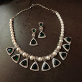 FINEST QUALITY CZ STONE CHOKER WITH EARRINGS