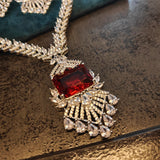 EXCLUSIVE CZ STONE NECKLACE WITH EARRINGS