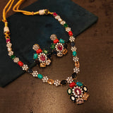 NAVRATAN AND CZ STONE NECKLACE WITH EARRINGS