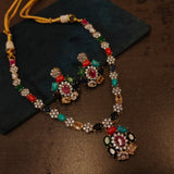 NAVRATAN AND CZ STONE NECKLACE WITH EARRINGS