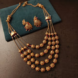 FINEST QUALITY FOUR LAYER MATAR MALA WITH EARRINGS