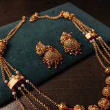 FINEST QUALITY FOUR LAYER MATAR MALA WITH EARRINGS