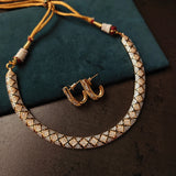 DESIGNER CZ STONE CHOKER WITH EARRINGS