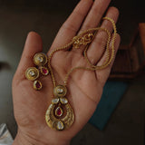 FINEST QUALITY POLKI KUNDAN NECKLACE WITH EARRINGS