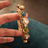 DESIGNER MULTICOLOUR SEMI PRECIOUS STONE OPENABLE BANGLE(EXCLUSIVE RAJWADA COLLECTION)