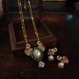 EXCLUSIVE DESIGNER POLKI KUNDAN ELEPHANT PENDANT NECKLACE WITH EARRINGS