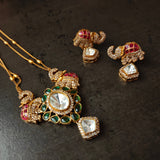 EXCLUSIVE DESIGNER POLKI KUNDAN ELEPHANT PENDANT NECKLACE WITH EARRINGS