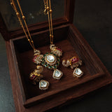 EXCLUSIVE DESIGNER POLKI KUNDAN ELEPHANT PENDANT NECKLACE WITH EARRINGS