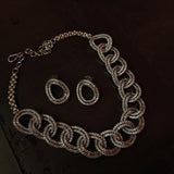 DESIGNER KOREAN DIAMOND CHOKER WITH EARRINGS