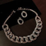 DESIGNER KOREAN DIAMOND CHOKER WITH EARRINGS