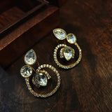 POLKI KUNDAN LEAF EARRINGS