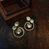 POLKI KUNDAN LEAF EARRINGS