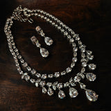 FINEST QUALITY KOREAN DIAMOND DOUBLE LAYER NECKLACE WITH EARRINGS