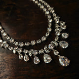 FINEST QUALITY KOREAN DIAMOND DOUBLE LAYER NECKLACE WITH EARRINGS