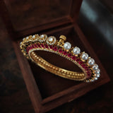 MOSSAINITE AND PEARL BANGLE  (OPENABLE)