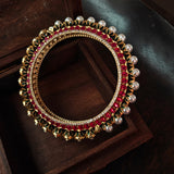 MOSSAINITE AND PEARL BANGLE  (OPENABLE)