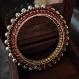 MOSSAINITE AND PEARL BANGLE  (OPENABLE)