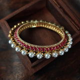 MOSSAINITE AND PEARL BANGLE  (OPENABLE)