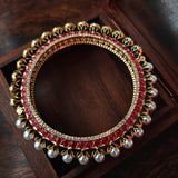 MOSSAINITE AND PEARL BANGLE  (OPENABLE)