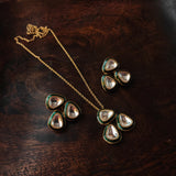 FINEST QUALITY POLKI KUNDAN PENDANT WITH EARRINGS