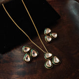 FINEST QUALITY POLKI KUNDAN PENDANT WITH EARRINGS