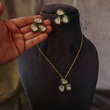 FINEST QUALITY POLKI KUNDAN PENDANT WITH EARRINGS