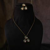 FINEST QUALITY POLKI KUNDAN PENDANT WITH EARRINGS