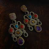 STATEMENT MULTI COLOR STONE EXCLUSIVE EARRINGS