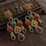STATEMENT MULTI COLOR STONE EXCLUSIVE EARRINGS