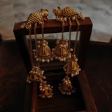 GOLD PLATED HANGING BIRD STATEMENT EARRINGS