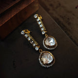 DESGINER MOSSAINITE KUNDAN CHOKER WITH PEARL STRINGS AND EARRINGS