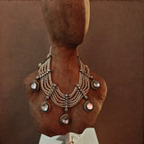 DESGINER MOSSAINITE KUNDAN CHOKER WITH PEARL STRINGS AND EARRINGS