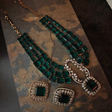 EXCLUSIVE CZ STONE AND DOUBLET STONE NECKLACE WITH EARRINGS